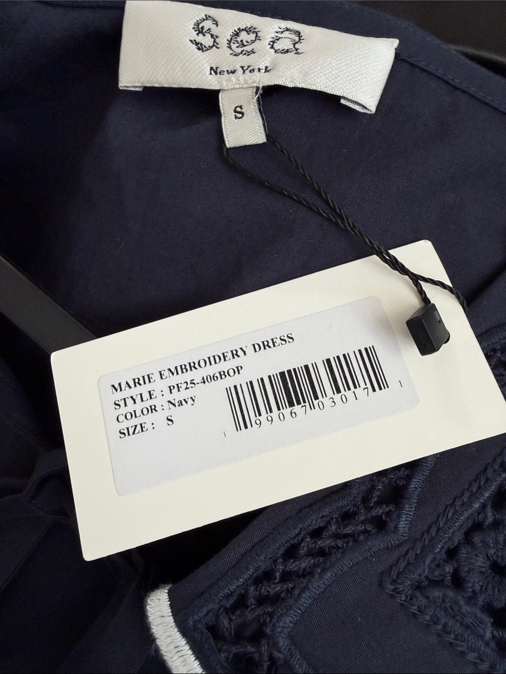Sea New York Navy Embroidered Tie-Front Dress with Contrast Trim - Picture 8 of 8